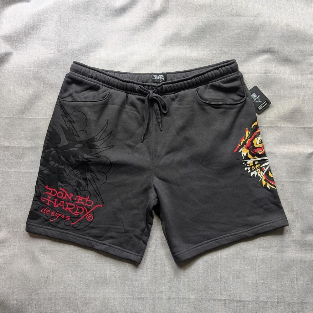 Ed Hardy Tiger Tattoo Print Shorts Men's size XL NEW!